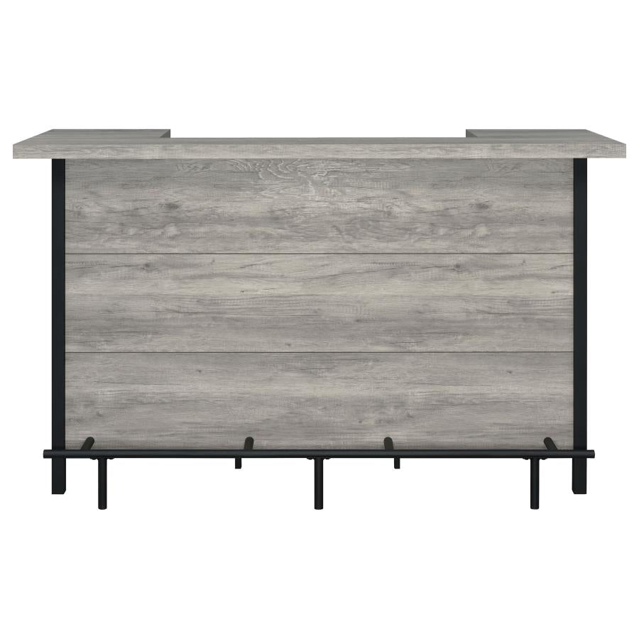 Bellemore Bar Unit With Footrest Grey Driftwood And Black
