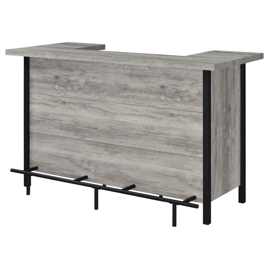 Bellemore Bar Unit With Footrest Grey Driftwood And Black