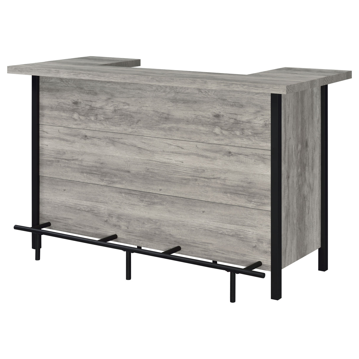 Bellemore Bar Unit With Footrest Grey Driftwood And Black