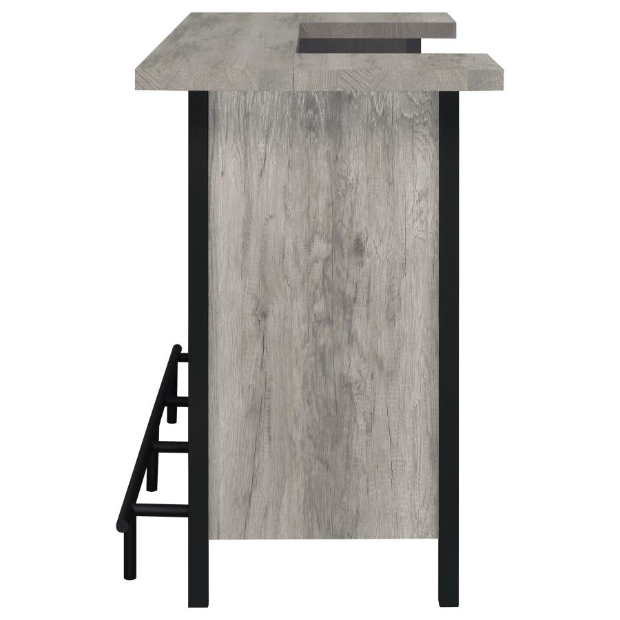 Bellemore Bar Unit With Footrest Grey Driftwood And Black