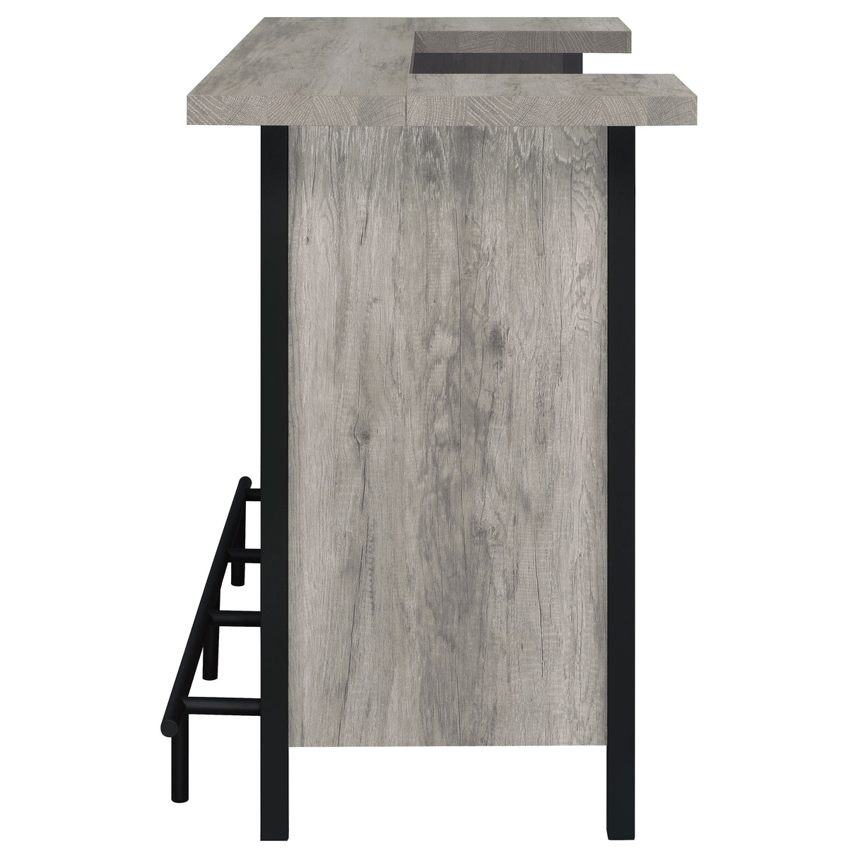 Bellemore Bar Unit With Footrest Grey Driftwood And Black
