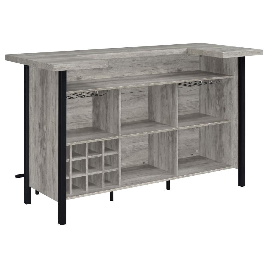 Bellemore Bar Unit With Footrest Grey Driftwood And Black