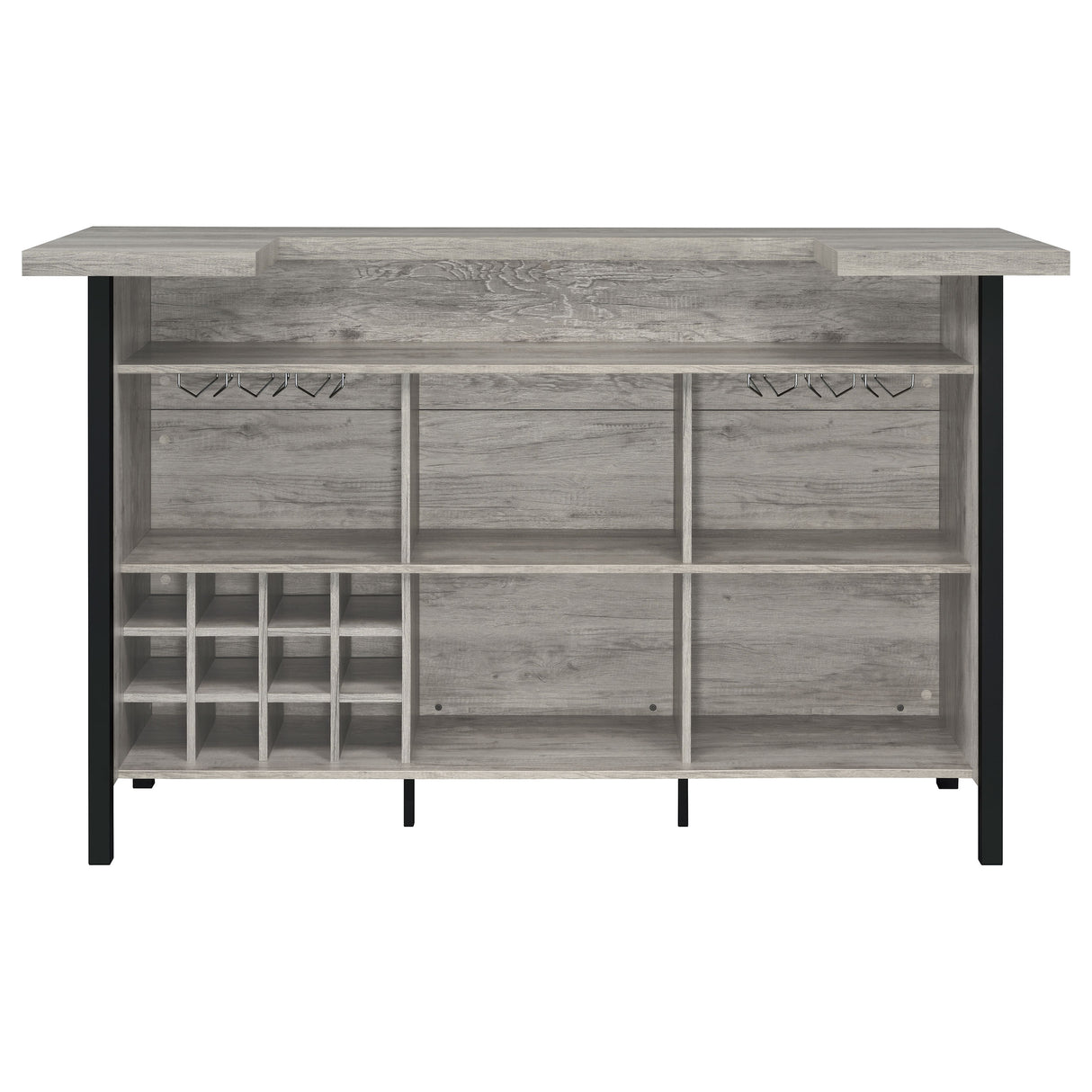 Bellemore Bar Unit With Footrest Grey Driftwood And Black