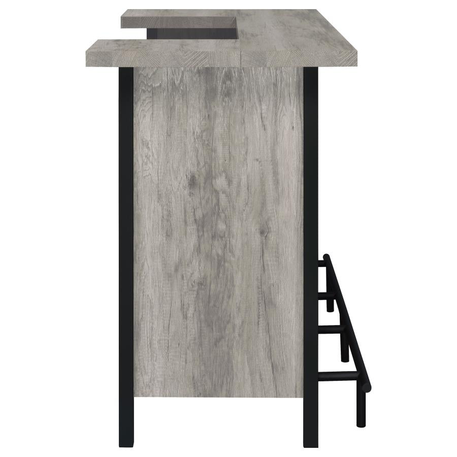 Bellemore Bar Unit With Footrest Grey Driftwood And Black