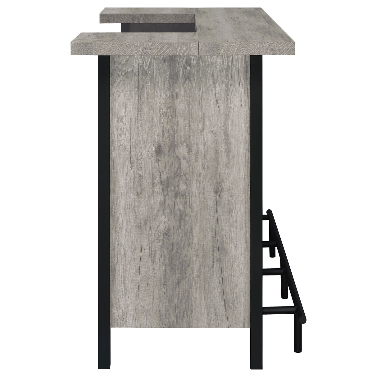 Bellemore Bar Unit With Footrest Grey Driftwood And Black