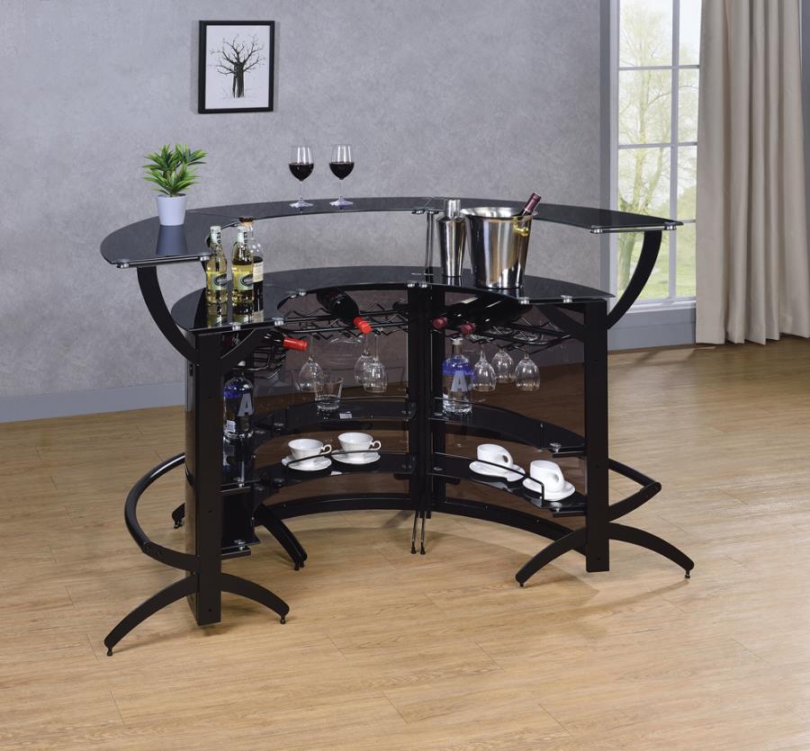 Dallas 3-Bottle Wine Rack Bar Unit Smoked And Black