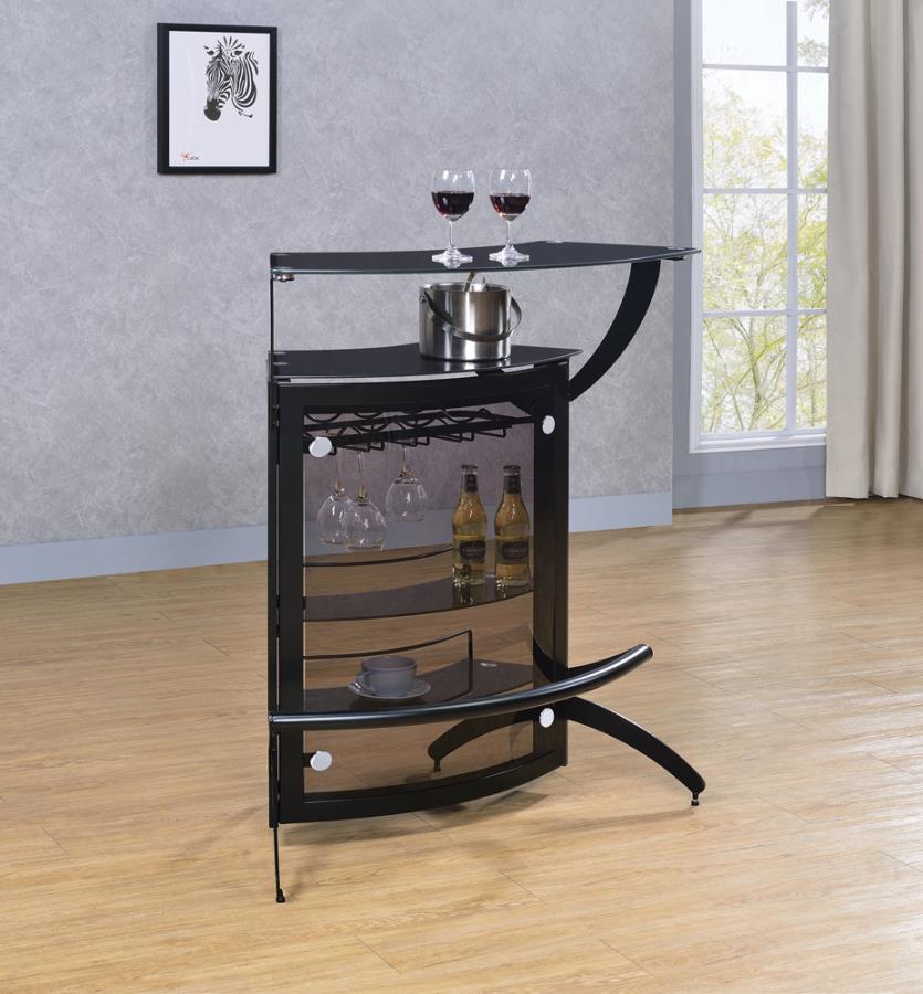 Dallas 3-Bottle Wine Rack Bar Unit Smoked And Black