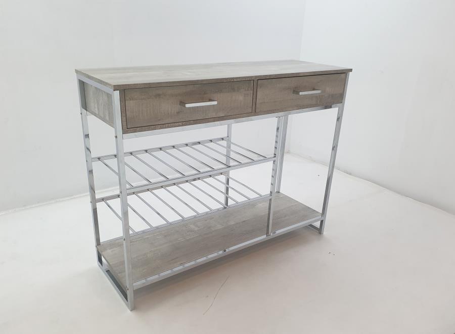 Melrose 2-drawer Home Bar Storage with Wine Rack Grey