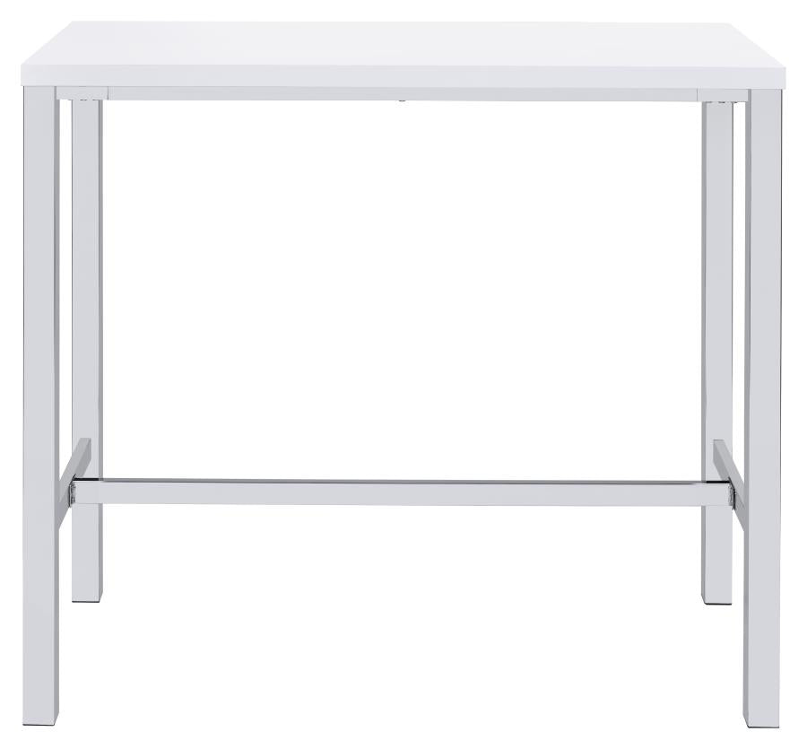 Natividad 5-Piece Bar Set White High Gloss And Chrome