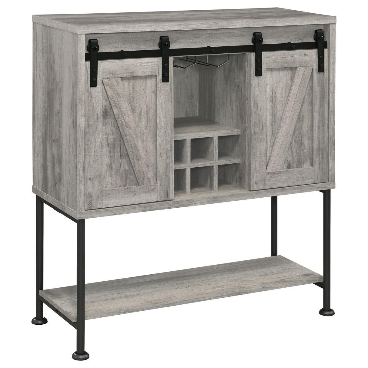 Claremont Sliding Door Bar Cabinet With Lower Shelf Grey Driftwood