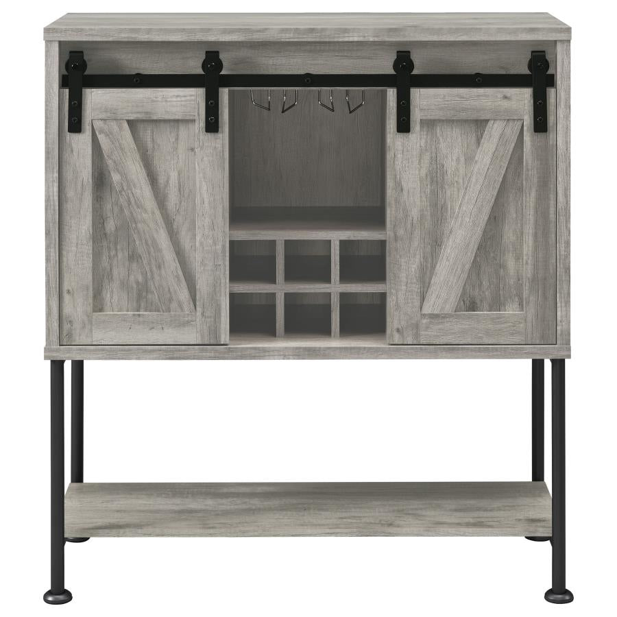 Claremont Sliding Door Bar Cabinet With Lower Shelf Grey Driftwood
