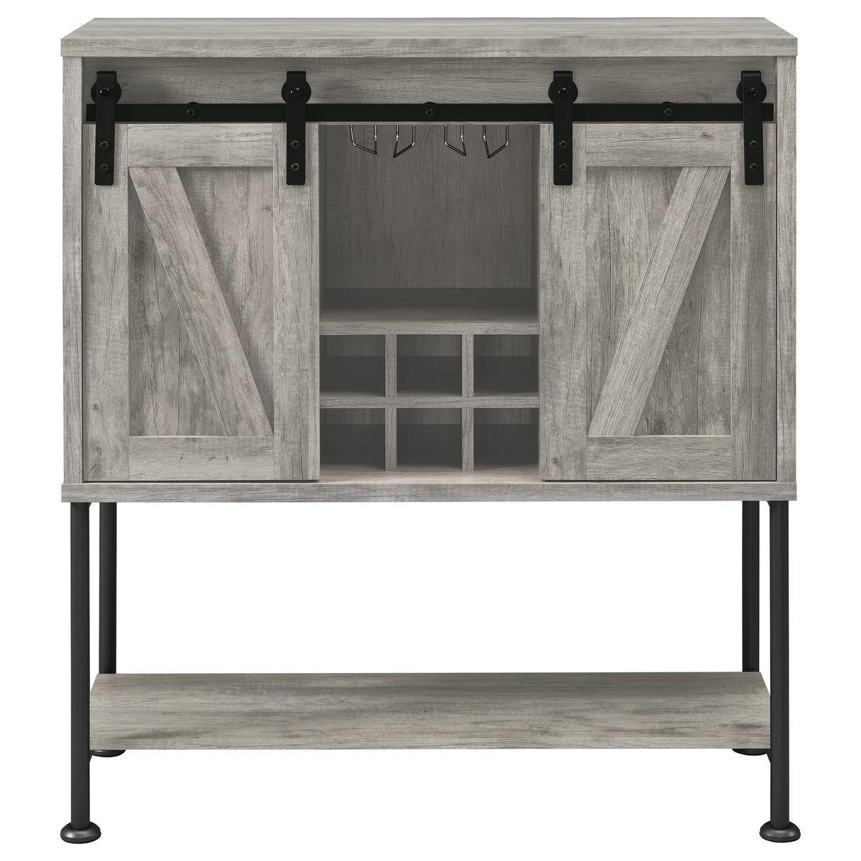 Claremont Sliding Door Bar Cabinet With Lower Shelf Grey Driftwood