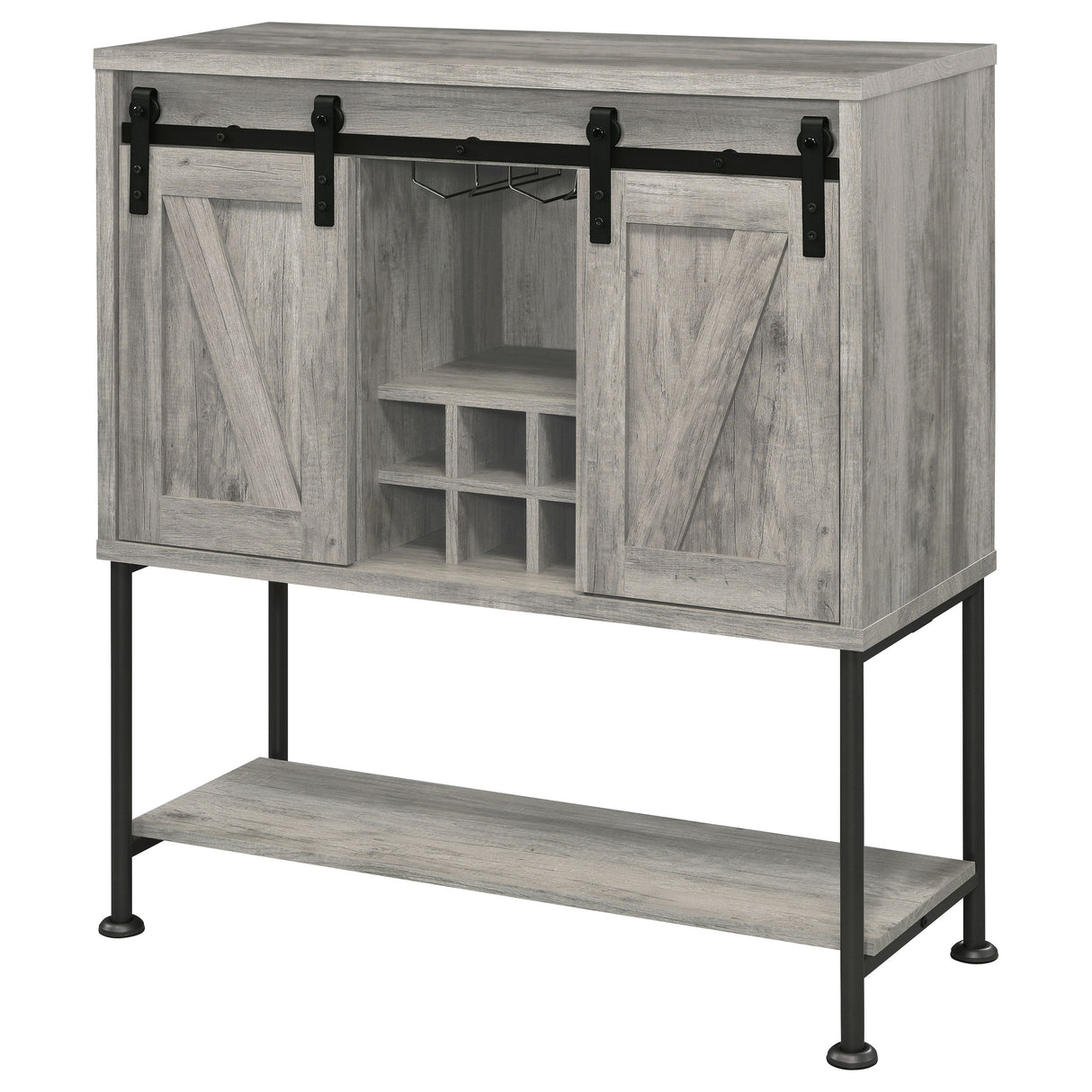 Claremont Sliding Door Bar Cabinet With Lower Shelf Grey Driftwood