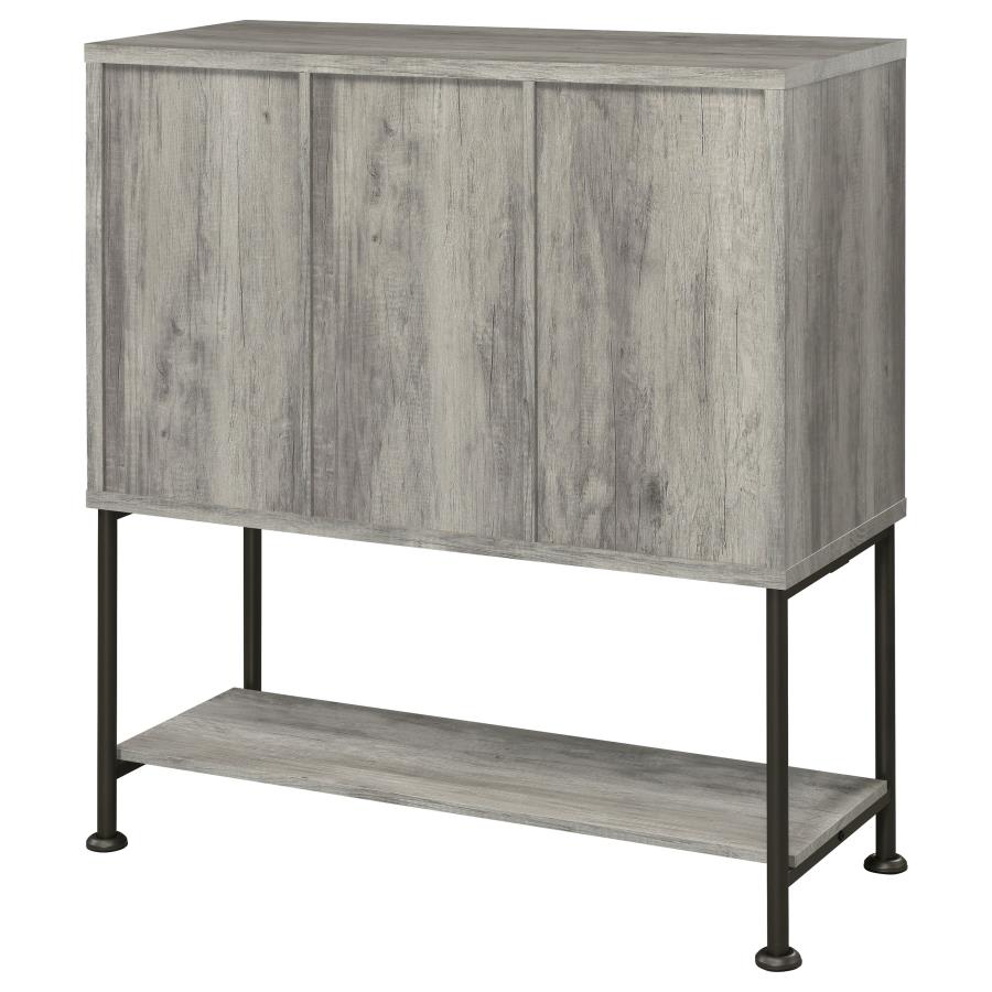 Claremont Sliding Door Bar Cabinet With Lower Shelf Grey Driftwood