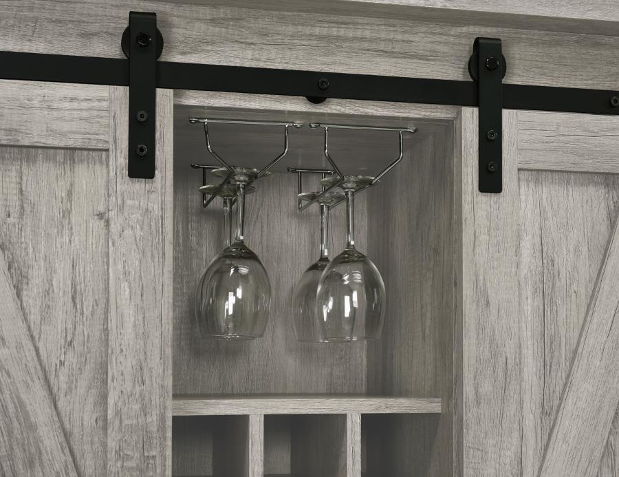 Claremont Sliding Door Bar Cabinet With Lower Shelf Grey Driftwood