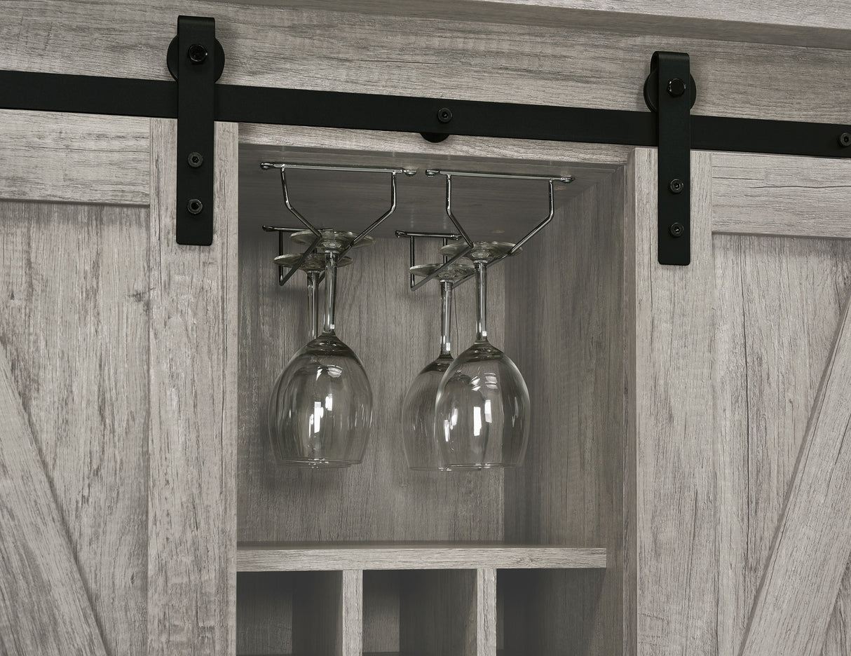 Claremont Sliding Door Bar Cabinet With Lower Shelf Grey Driftwood