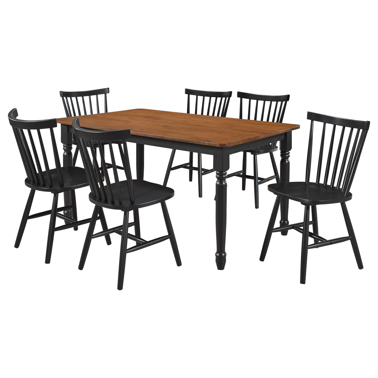 Hollyoak Black 7-Piece Rectangular Dining Set Walnut And