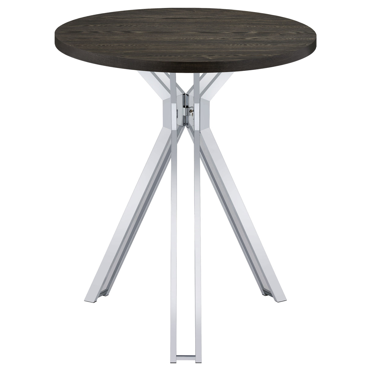 Edgerton Round Wood Top Bar Table Dark Oak And Chrome