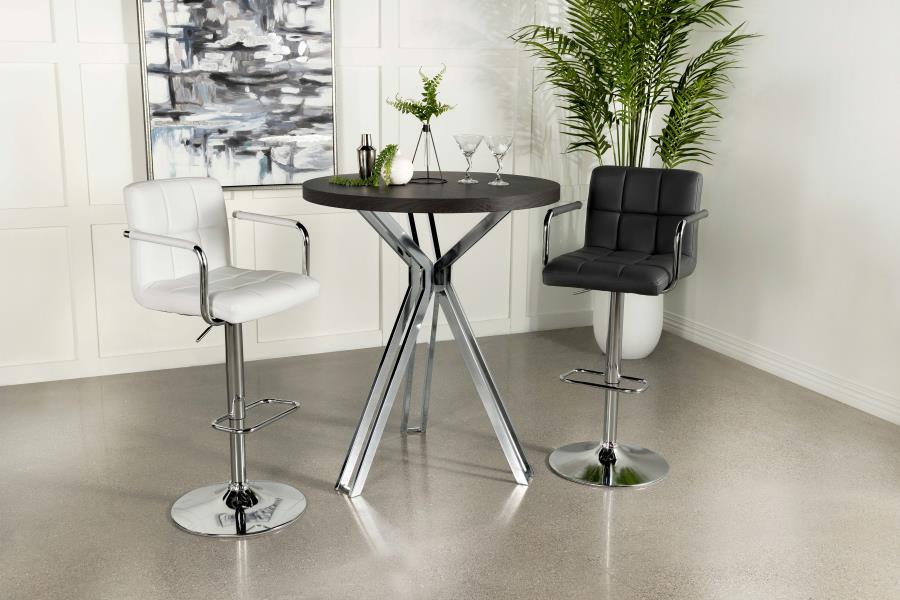 Edgerton Round Wood Top Bar Table Dark Oak And Chrome