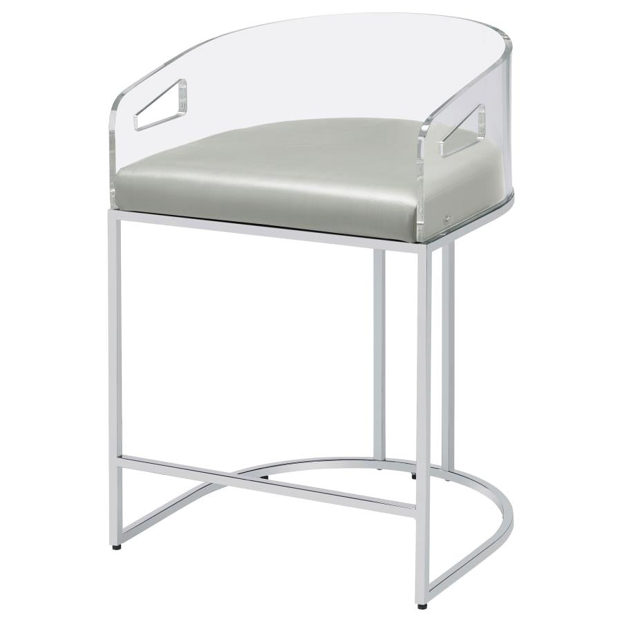 Thermosolis Acrylic Back Counter Height Stools Grey And Chrome (Set Of 2)