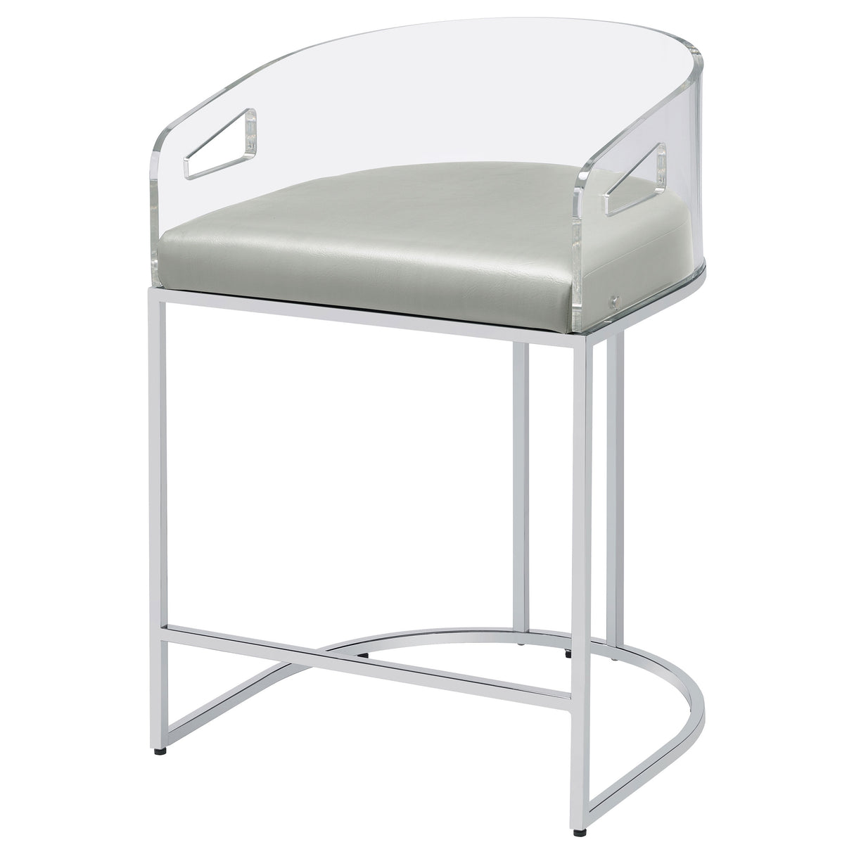Thermosolis Acrylic Back Counter Height Stools Grey And Chrome (Set Of 2)