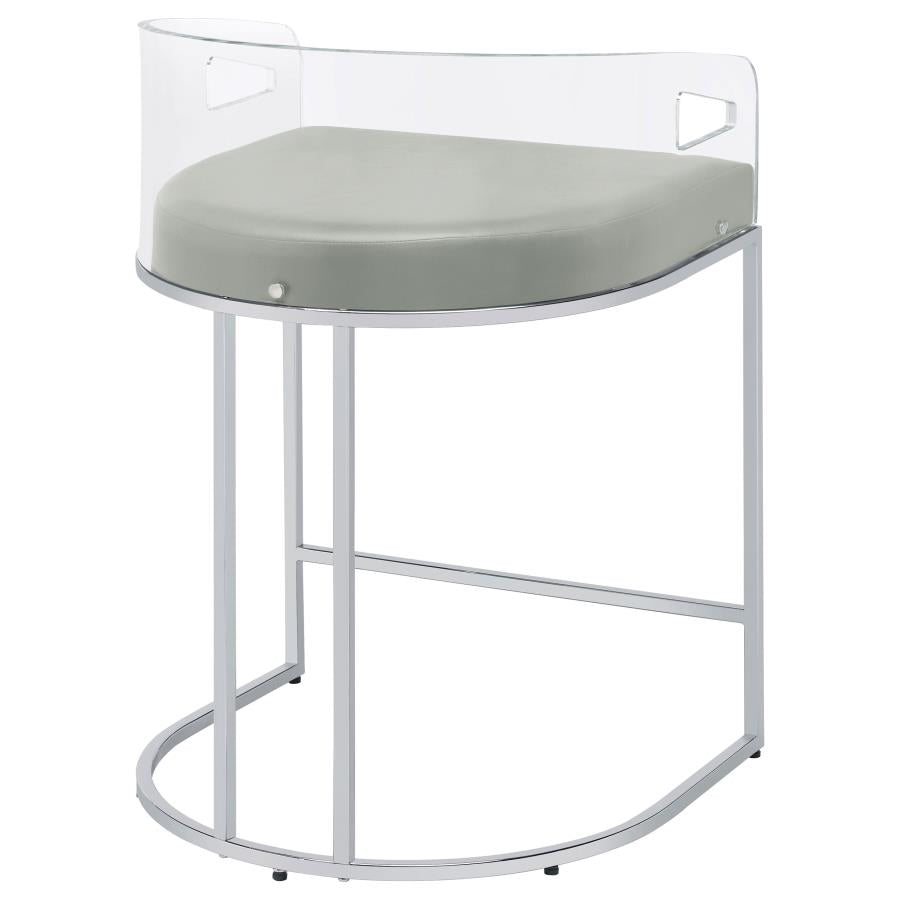 Thermosolis Acrylic Back Counter Height Stools Grey And Chrome (Set Of 2)