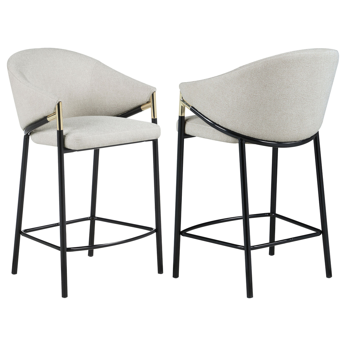 Chadwick Sloped Arm Counter Height Stools Beige And Glossy Black (Set Of 2)