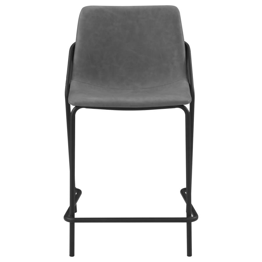 Earnest Solid Back Upholstered Counter Height Stools Grey And Black (Set Of 2)