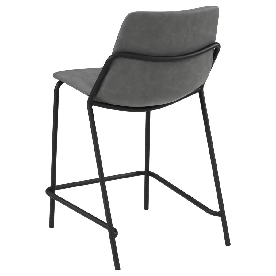 Earnest Solid Back Upholstered Counter Height Stools Grey And Black (Set Of 2)