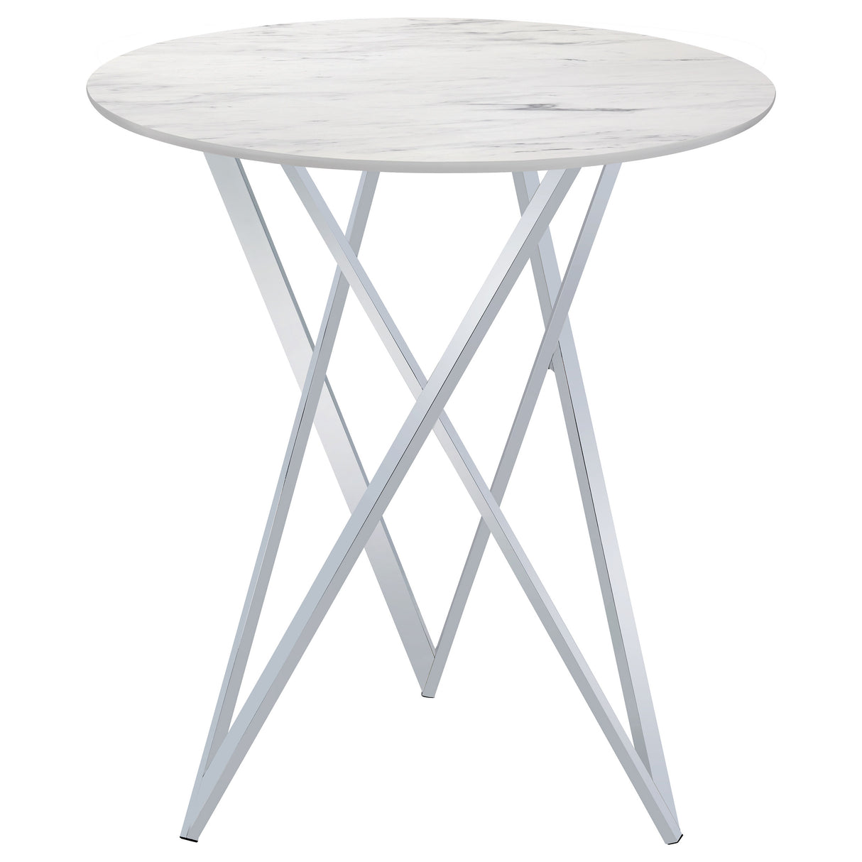 Bexter Faux Marble Round Top Bar Table White And Chrome