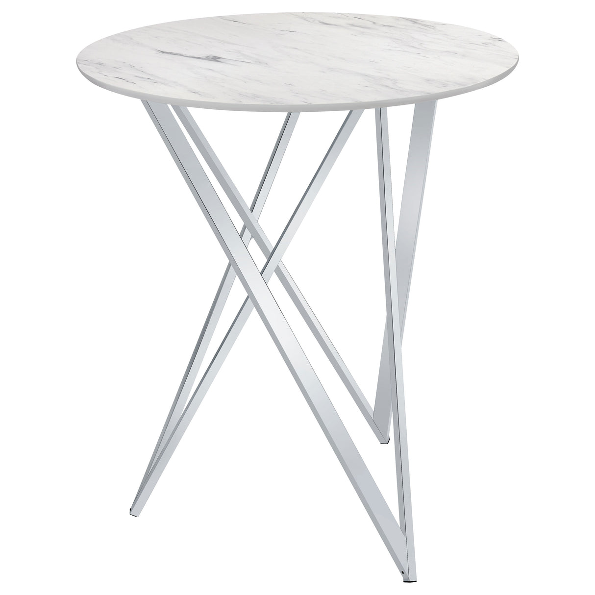 Bexter Faux Marble Round Top Bar Table White And Chrome