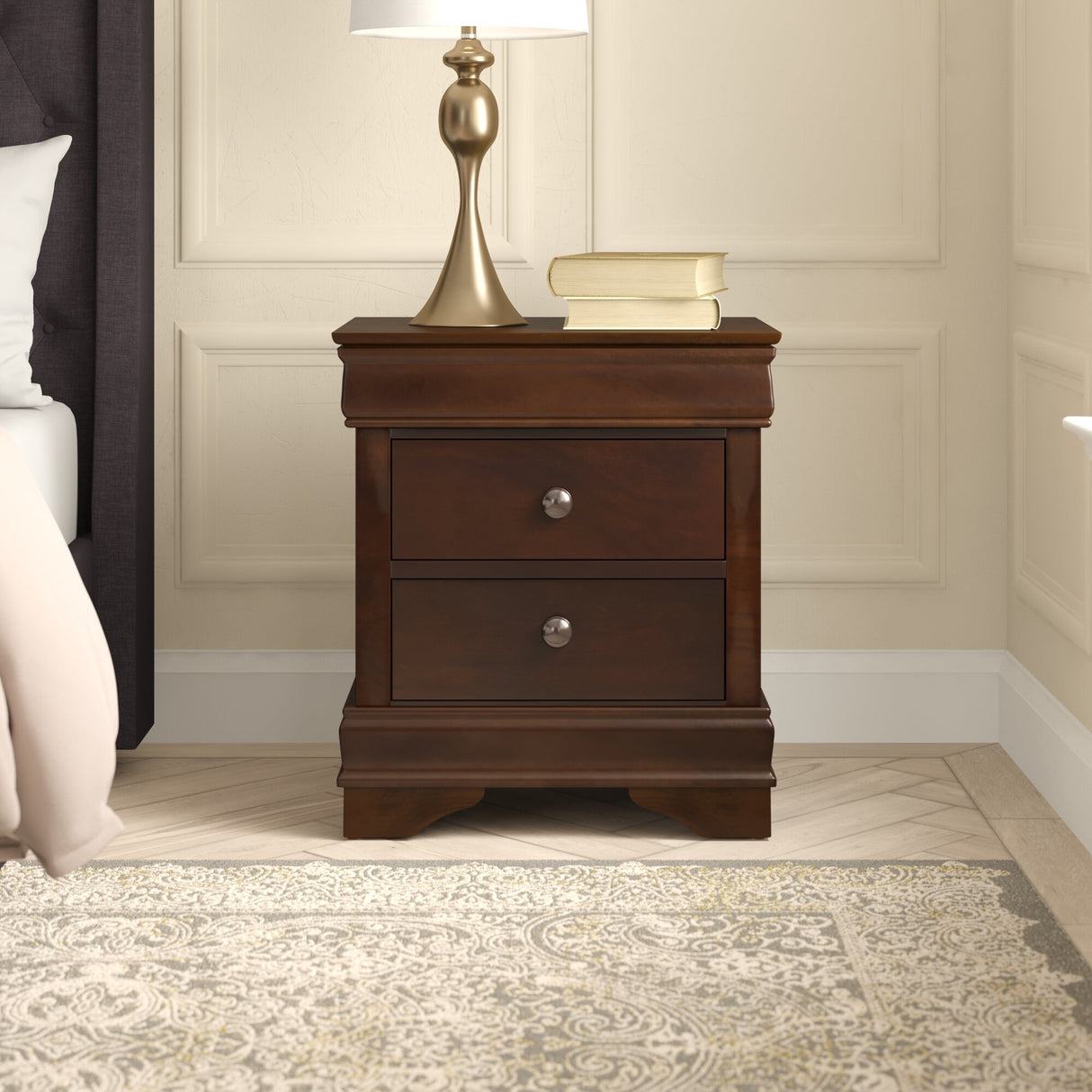 Abbeville Cherry Nightstand, Hidden Drawer