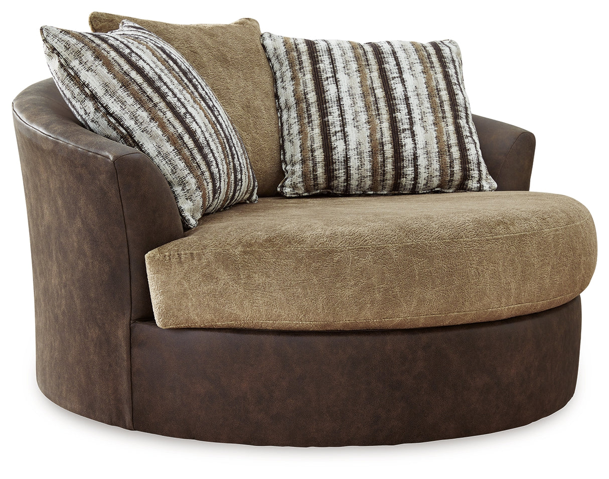 Alesbury Chocolate Oversized Swivel Accent Chair