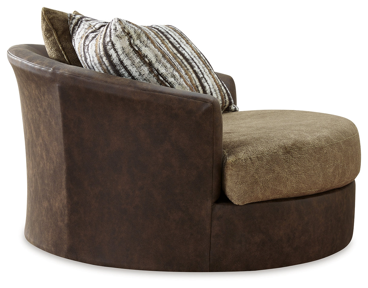 Alesbury Chocolate Oversized Swivel Accent Chair