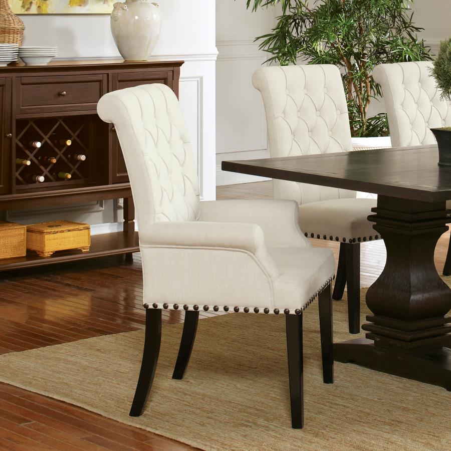 Mapleton Tufted Back Upholstered Arm Chair Beige
