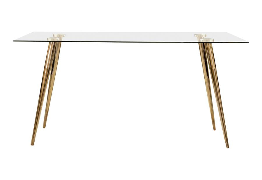 Gilman Gold Rectangular 64-Inch Glass Top Dining Table
