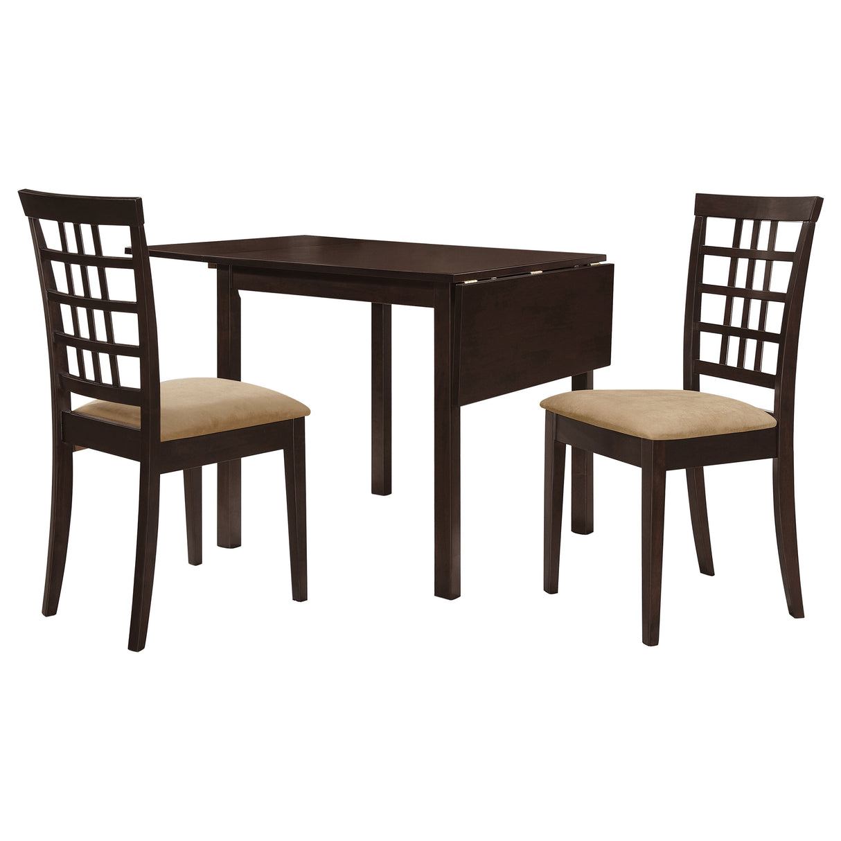 Kelso Cappuccino 3-Piece Drop Leaf Dining Table Set And Tan