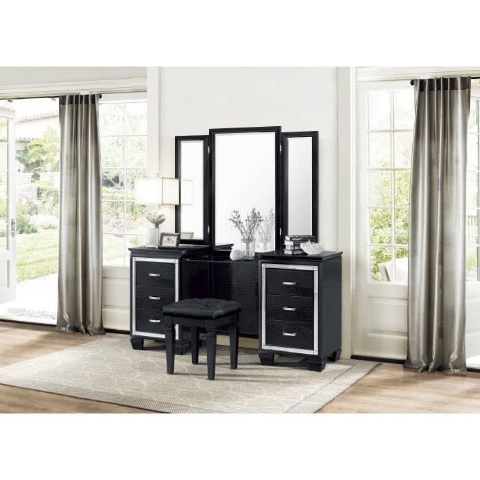 Allura Black Vanity Dresser With Mirror