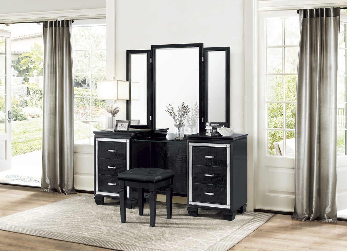 Allura Black Vanity Dresser With Mirror