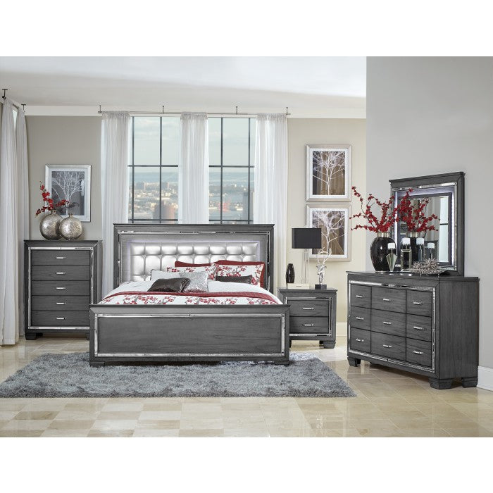 Allura Gray Queen Bed, Led Lighting