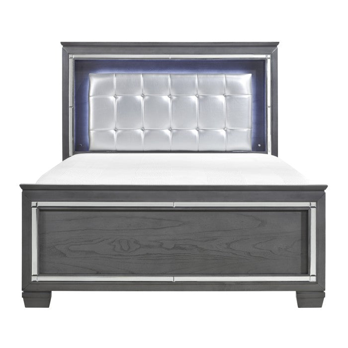 Allura Gray Queen Bed, Led Lighting