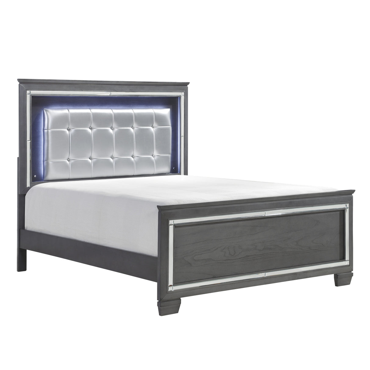 Allura Gray Queen Bed, Led Lighting