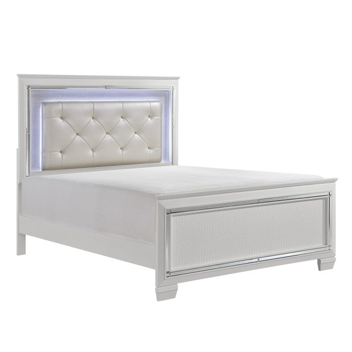 Allura White Queen Bed, Led Lighting