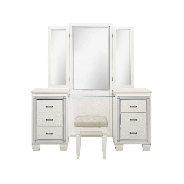 Allura White Vanity Dresser With Mirror