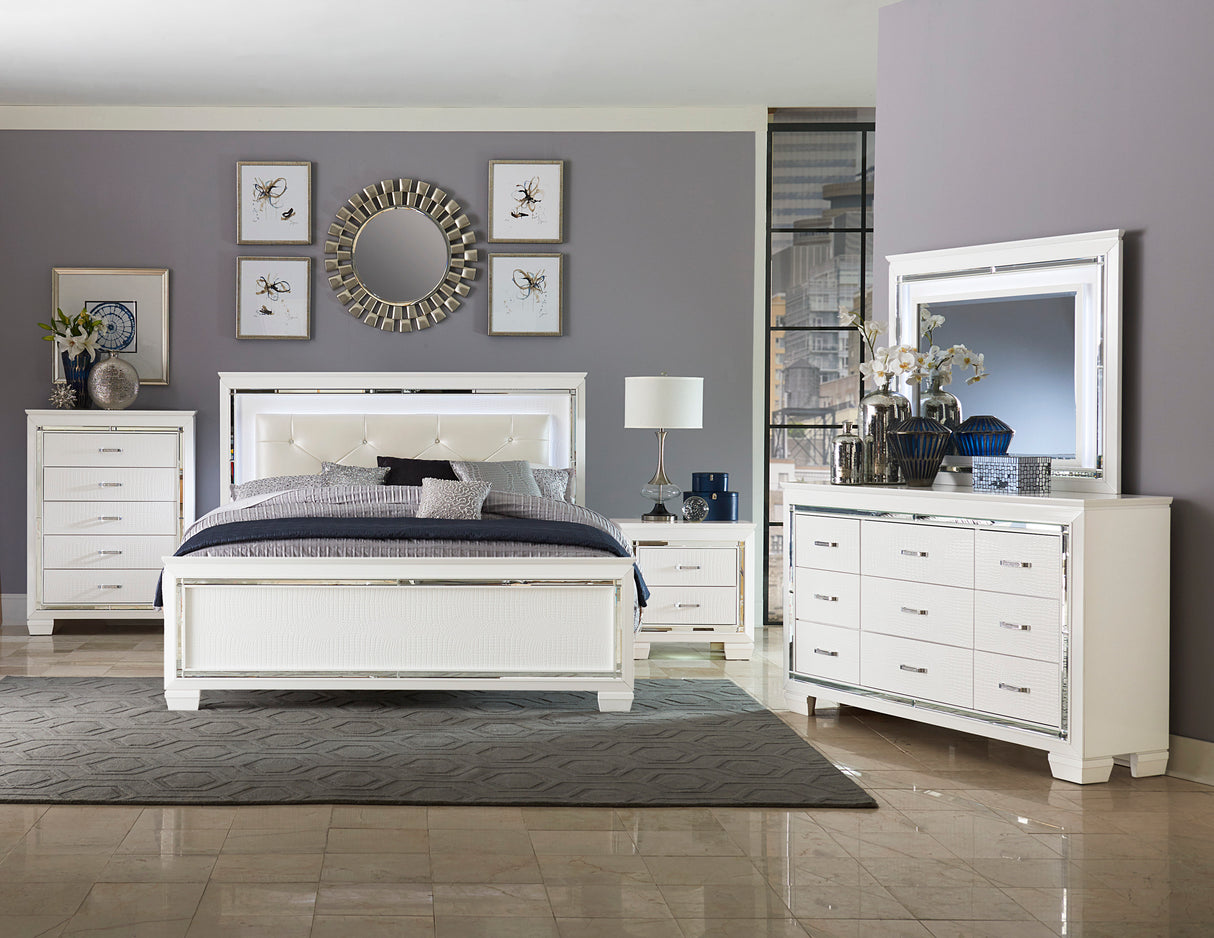 Allura White Queen Bed, Led Lighting