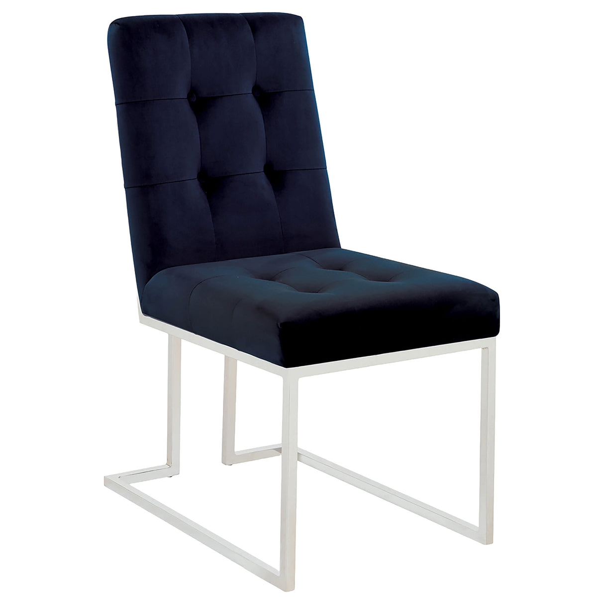 Cisco Upholstered Dining Chairs Ink Blue And Chrome (Set Of 2)