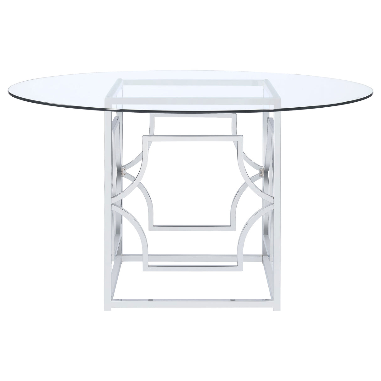 Starlight Chrome Round 54-Inch Glass Top Metal Dining Table