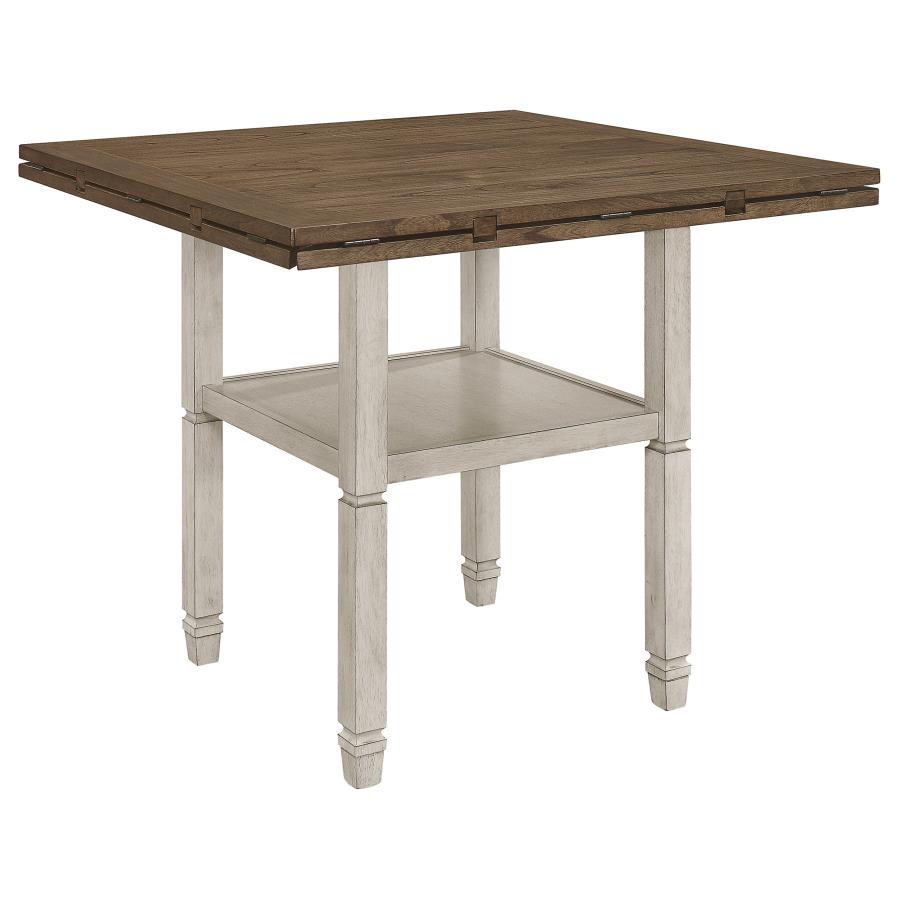 Sarasota Counter Height Table With Shelf Storage Nutmeg And Rustic Cream