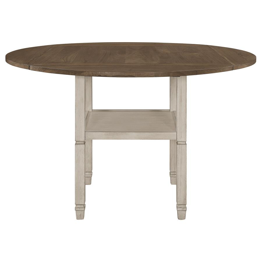Sarasota Counter Height Table With Shelf Storage Nutmeg And Rustic Cream