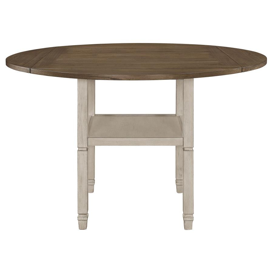 Sarasota Counter Height Table With Shelf Storage Nutmeg And Rustic Cream